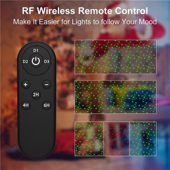 Christmas Light Projector Laser Xmas Spotlight Waterproof (Green and Red) - Picture 5 of 6